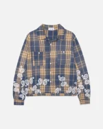 Ryoko Rain Blue Plaid Paisley Flannel Shirt (1)