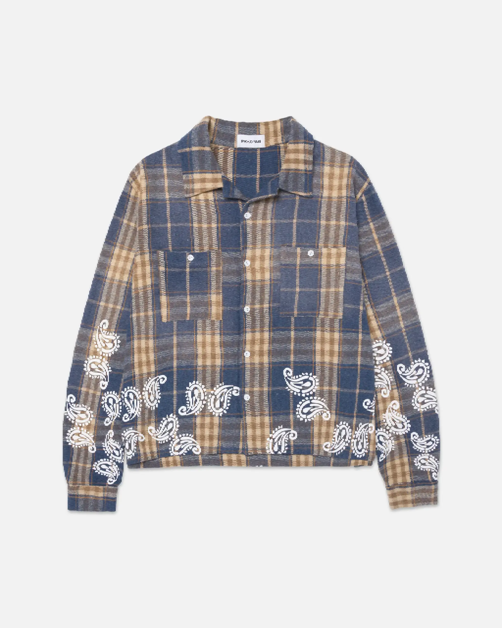 Ryoko Rain Blue Plaid Paisley Flannel Shirt (1) Ryoko Rain Blue Plaid Paisley Flannel Shirt (1)
