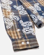 Ryoko Rain Blue Plaid Paisley Flannel Shirt (2)