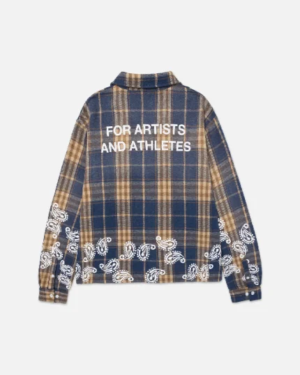 Ryoko Rain Blue Plaid Paisley Flannel Shirt (4)