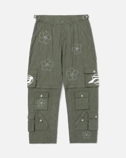 Ryoko Rain Convertible Cargo Pants Green (1)