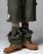 Ryoko Rain Convertible Cargo Pants Green (2)