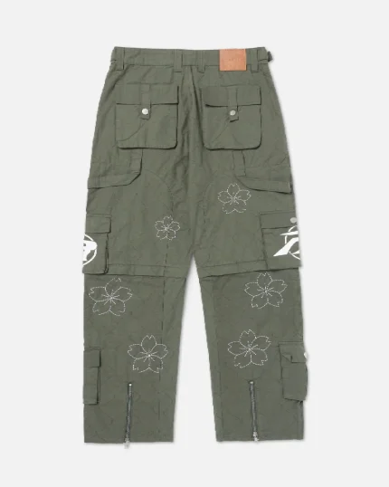 Ryoko Rain Convertible Cargo Pants Green (7)