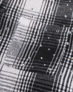 Ryoko Rain Distressed Plaid Rhinestone Flannel BlackWhite (3)