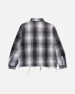 Ryoko Rain Distressed Plaid Rhinestone Flannel BlackWhite (5)