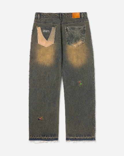 Ryoko Rain Distressed Rhinestone Jeans Rust (6)