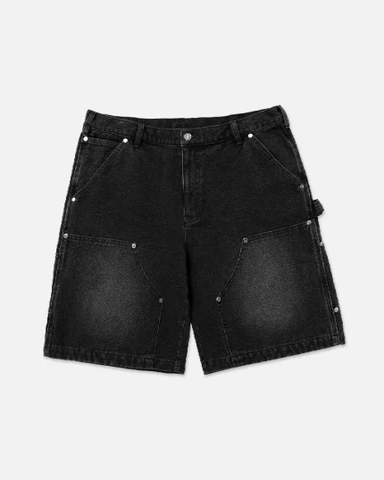 Ryoko Rain Double Knee Carpenter Shorts Black (1)