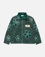 Ryoko Rain Floral Suede Work Jacket Green (1)