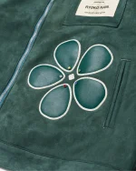 Ryoko Rain Floral Suede Work Jacket Green (4)