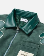 Ryoko Rain Floral Suede Work Jacket Green (5)