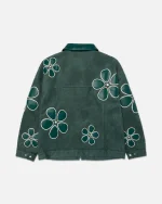 Ryoko Rain Floral Suede Work Jacket Green (6)