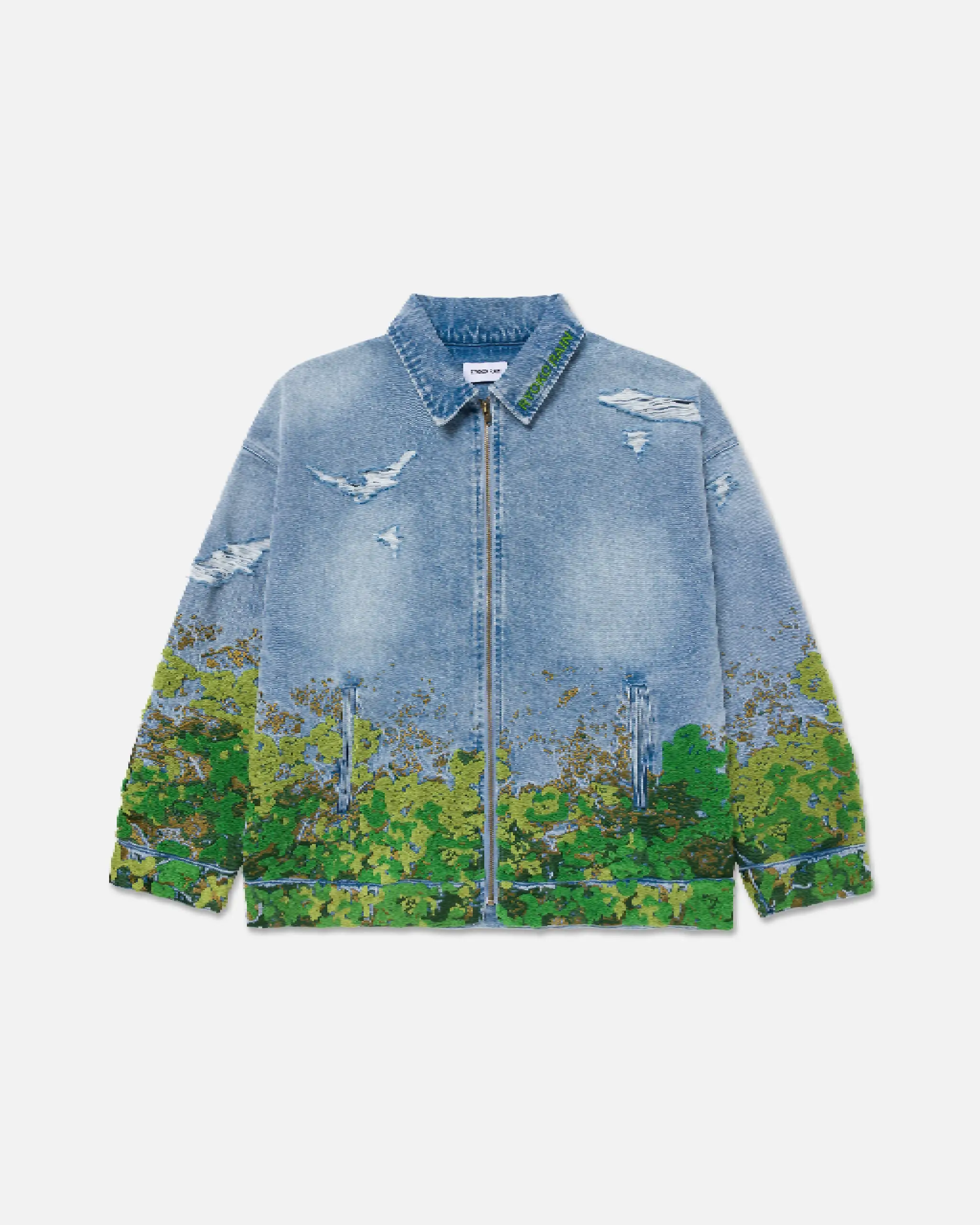 Ryoko Rain Moss Denim Work Jacket (1) Ryoko Rain Moss Denim Work Jacket (1)