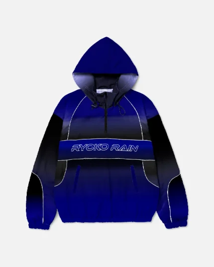 Ryoko Rain Navy Blue Gradient Hooded Track Jacket (1)