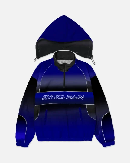 Ryoko Rain Navy Blue Gradient Hooded Track Jacket (3)
