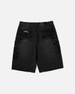 Ryoko Rain Seigaiha Double Knee Carpenter Shorts Black (1)