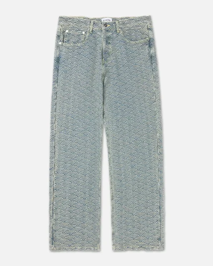 Ryoko Rain Seigaiha Jacquard Denim Jeans (1)