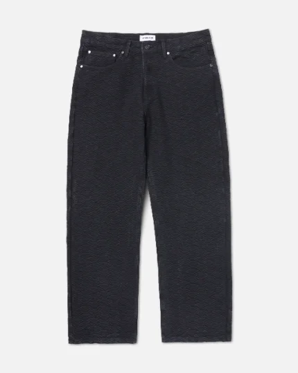Ryoko Rain Seigaiha Jacquard Denim Jeans Black (1)