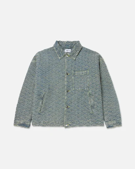 Ryoko Rain Seigaiha Jacquard Denim Work Jacket (1)