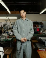 Ryoko Rain Seigaiha Jacquard Denim Work Jacket (2)