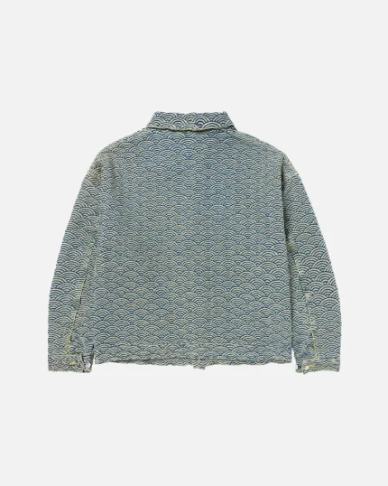 Ryoko Rain Seigaiha Jacquard Denim Work Jacket (7)