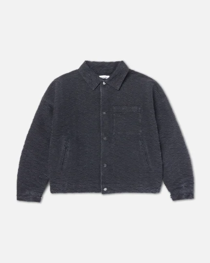 Ryoko Rain Seigaiha Jacquard Denim Work Jacket Black (3)