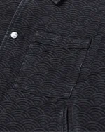 Ryoko Rain Seigaiha Jacquard Denim Work Jacket Black (4)
