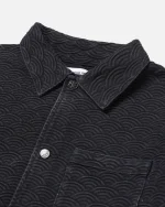 Ryoko Rain Seigaiha Jacquard Denim Work Jacket Black (5)