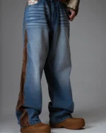 Ryoko Rain Suede Side Panel Jeans (1)