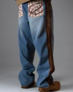 Ryoko Rain Suede Side Panel Jeans (2)