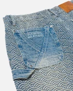 Ryoko Seigaiha Double Knee Carpenter Shorts Blue (2)