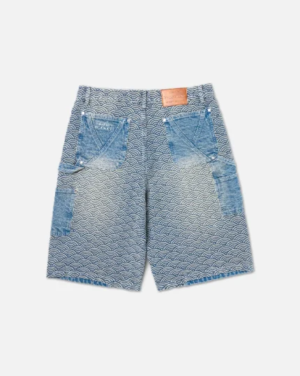 Ryoko Seigaiha Double Knee Carpenter Shorts Blue (4)